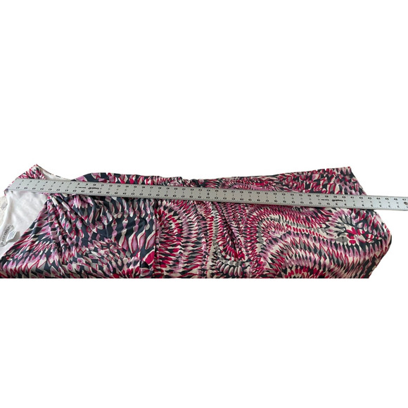 Maggy London Womens Medium Pink Gray Dress Abstract Print Draped Front - Picture 7 of 9